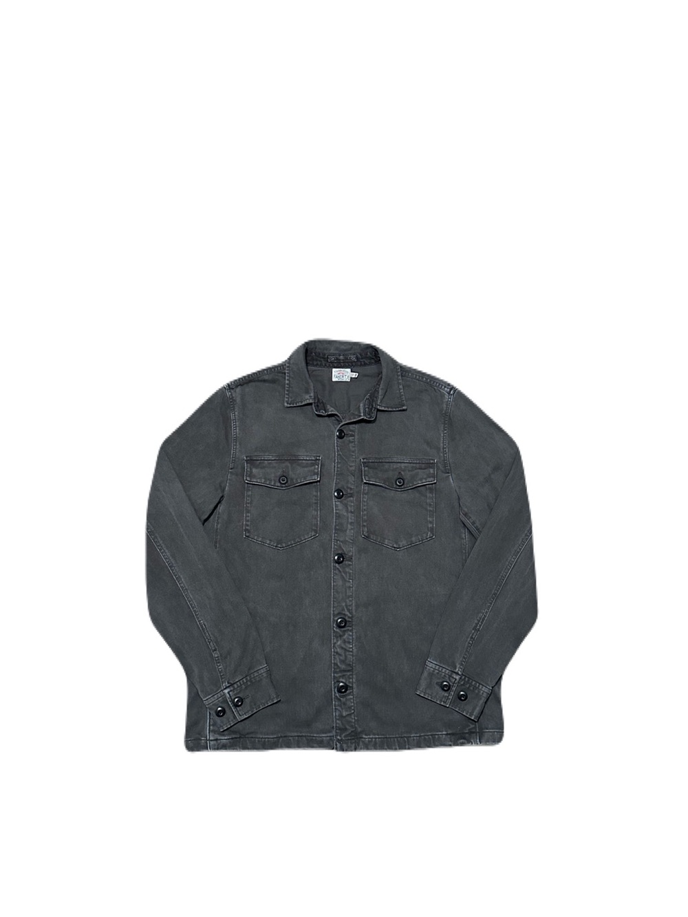 Faherty Jersey Shirt Jacket Mens Medium Side Pockets Button-Up Faded Charcoal